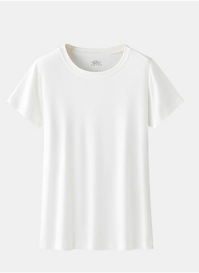 Women's Solid Color Classic Short Sleeve Crew Neck Modal T-Shirt White