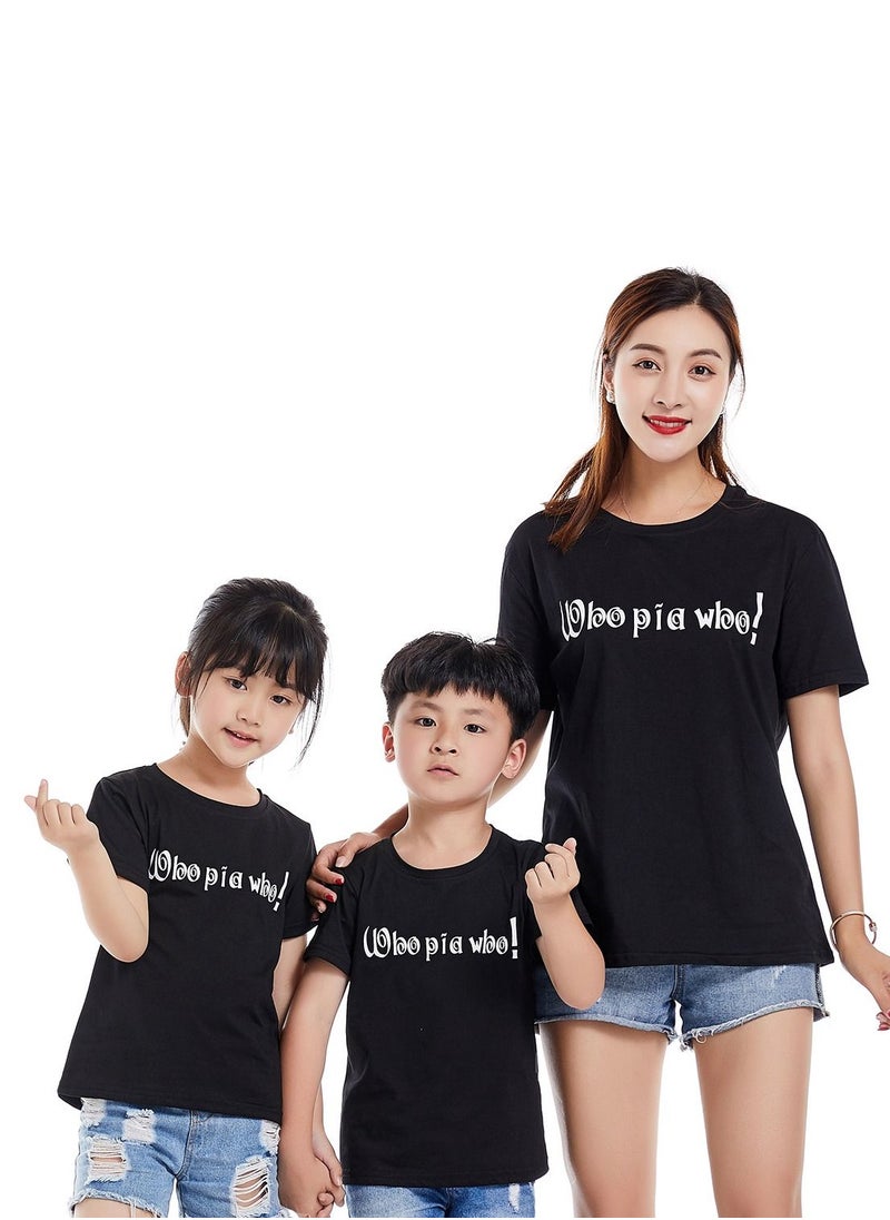 Unisex Family Couple Parent-Child clothing T-shirt Black