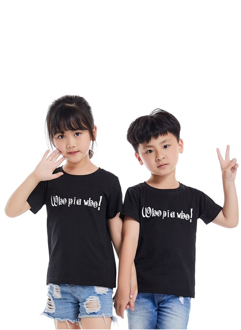 Unisex Family Couple Parent-Child clothing T-shirt Black
