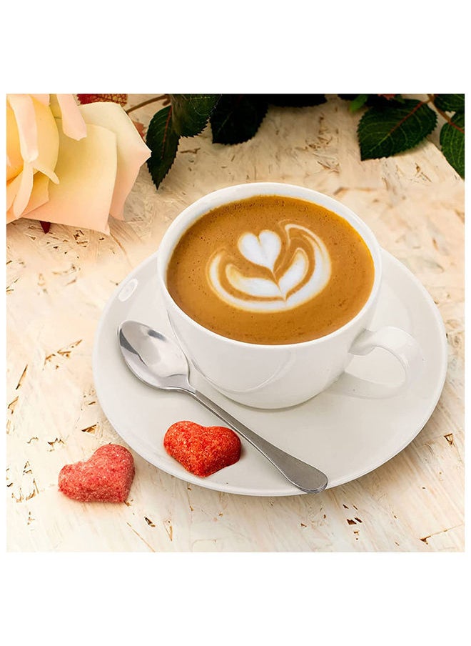 Foraineam Espresso Cups With Saucers And Spoons 6 Oz White Tea Cup Set Porcelain Coffee Cup And Saucer Set With Stainless Steel Spoon For Specialty Coffee Drinks Latte Cafe Mocha And Tea Set Of 6