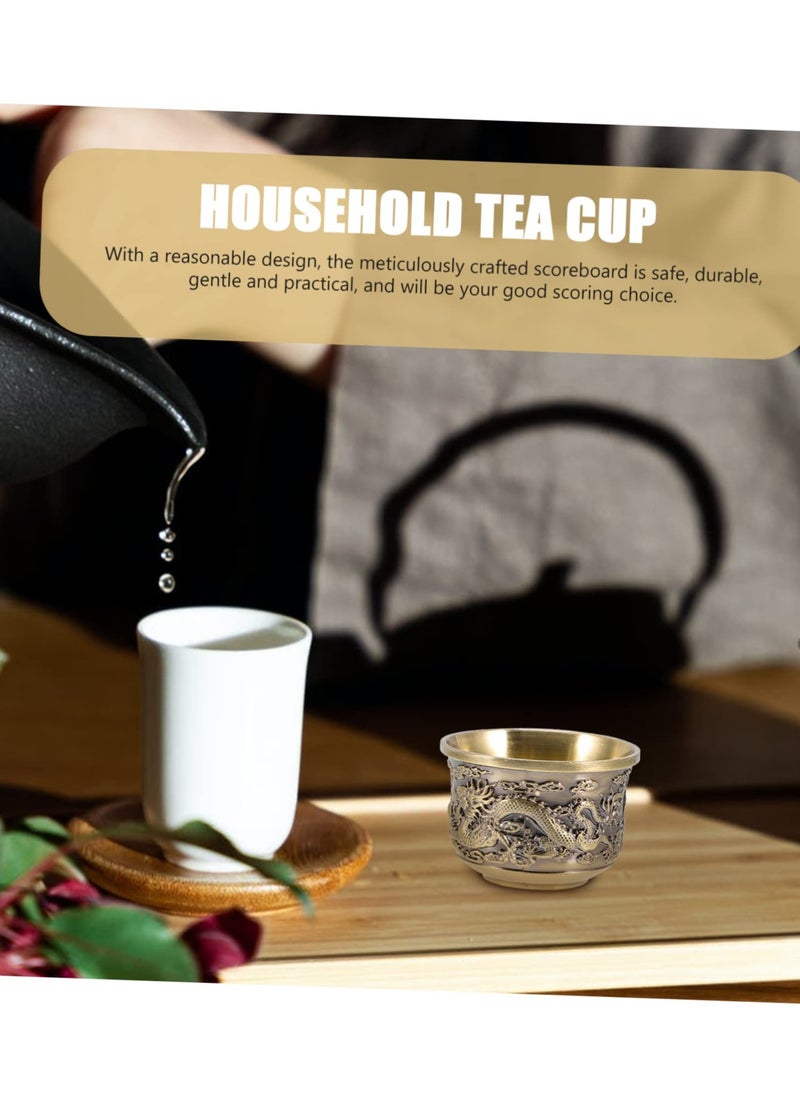 Chinese Tea Set Kung Fu Tea Set 2 Pieces Dragon And Phoenix Cup Kung Fu Teacups Chinese Copper Tea Cup Mug Vintage Home Decor Alloy Drink Cup For Adults Tea Sets For Men Women Ceremony Gifts