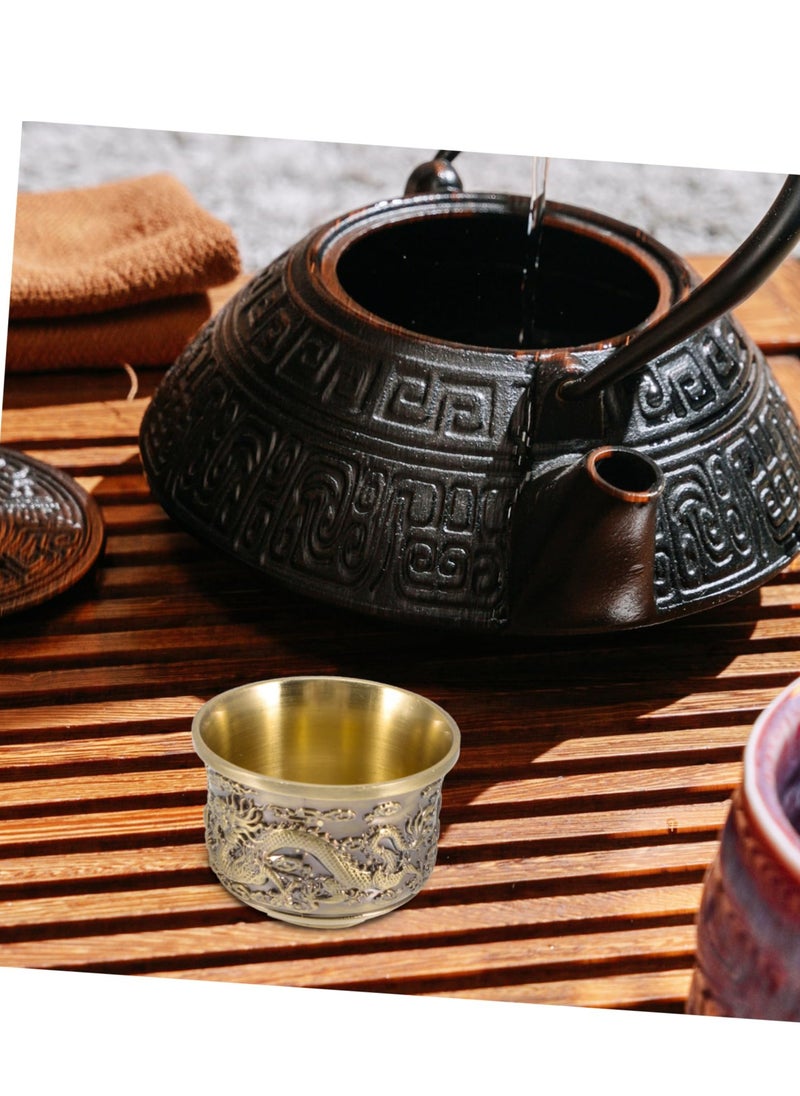 Chinese Tea Set Kung Fu Tea Set 2 Pieces Dragon And Phoenix Cup Kung Fu Teacups Chinese Copper Tea Cup Mug Vintage Home Decor Alloy Drink Cup For Adults Tea Sets For Men Women Ceremony Gifts