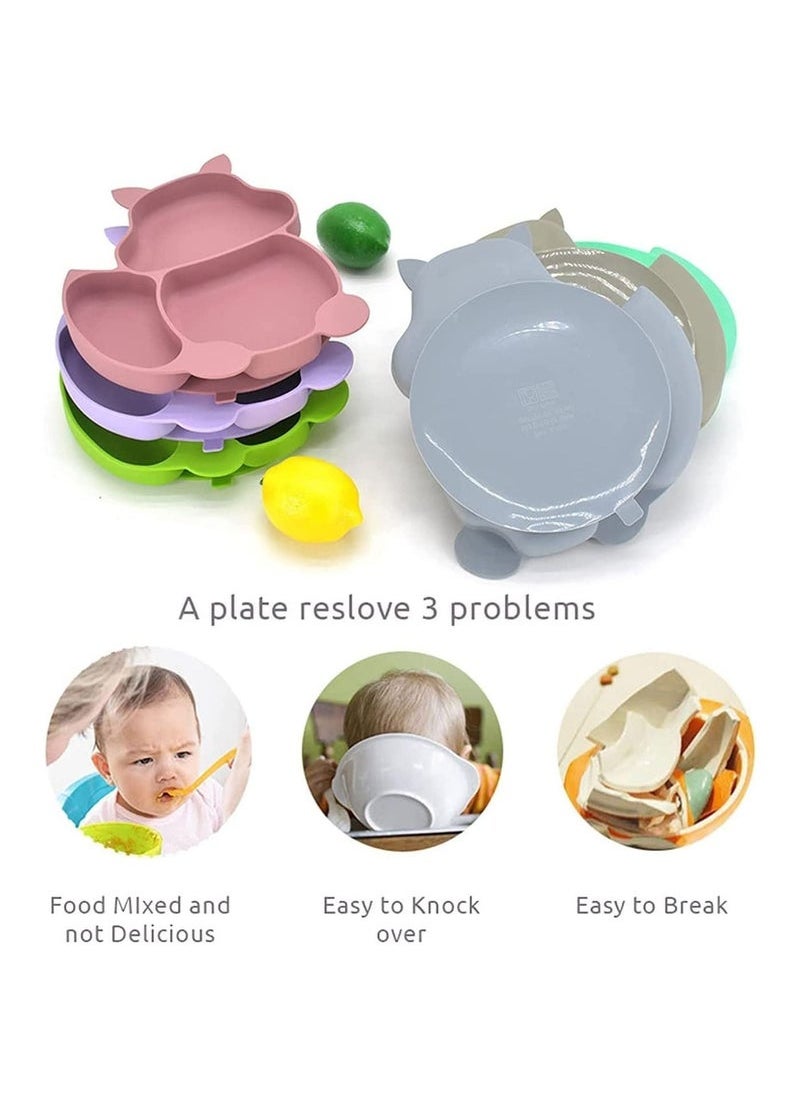 Baby Silicone Plate Adsorbable with Spoon and Fork Set Children's Split Chuck Self-Feeding Training BPA Free Baby Dinner Plates Microwave Dishwasher safe