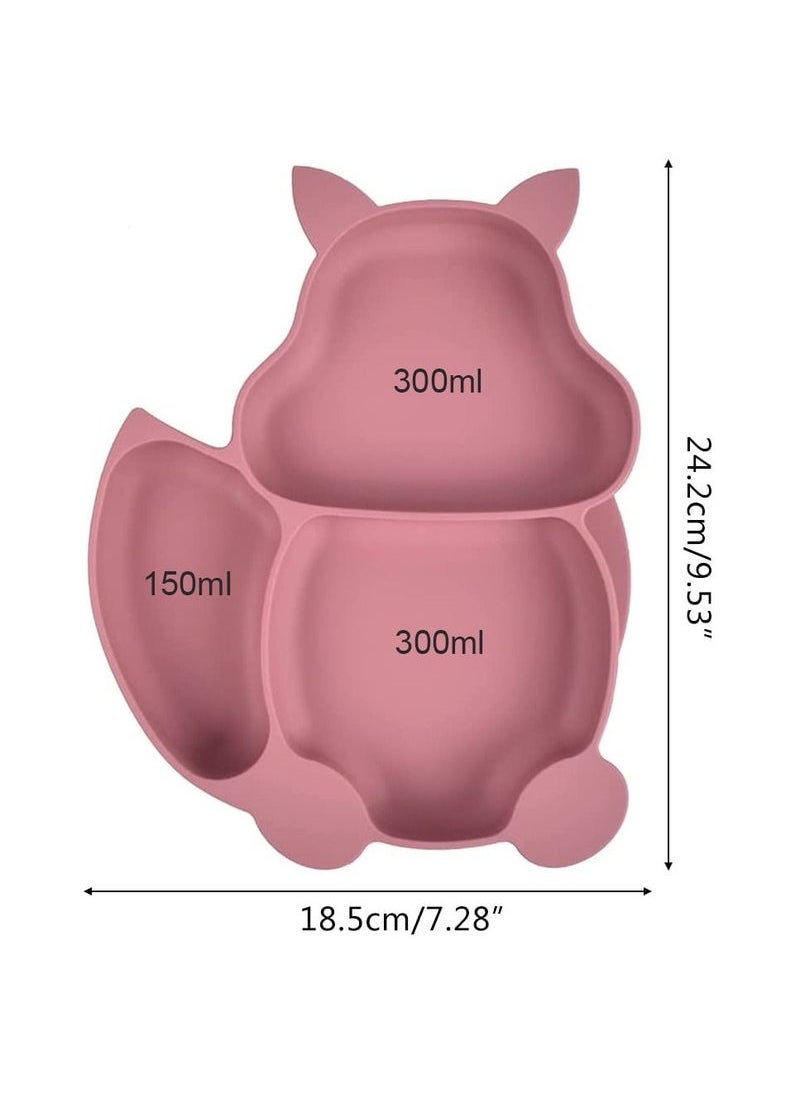 Baby Silicone Plate Adsorbable with Spoon and Fork Set Children's Split Chuck Self-Feeding Training BPA Free Baby Dinner Plates Microwave Dishwasher safe