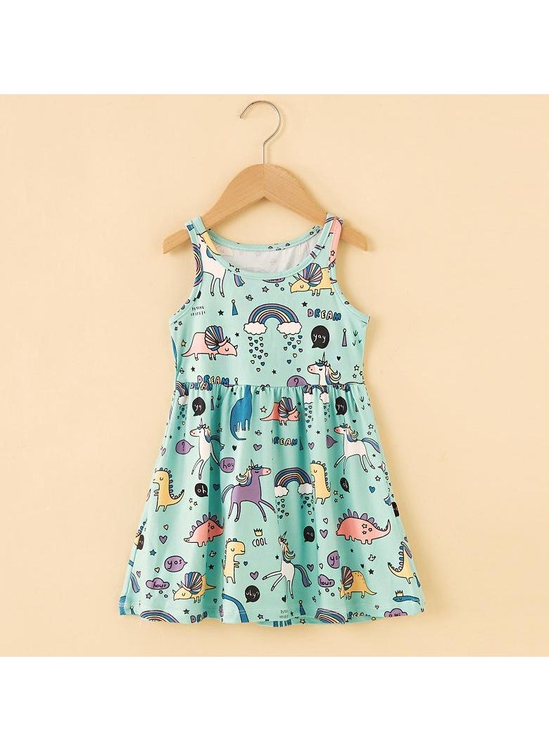 Cross-border New Milk Silk Printed Children's Dress