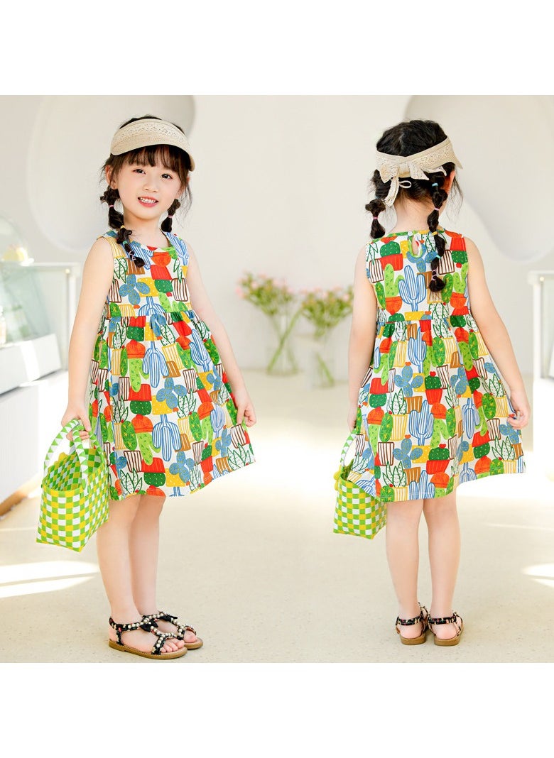 Cotton Aline Dress Children's Summer Printed Princess Dress
