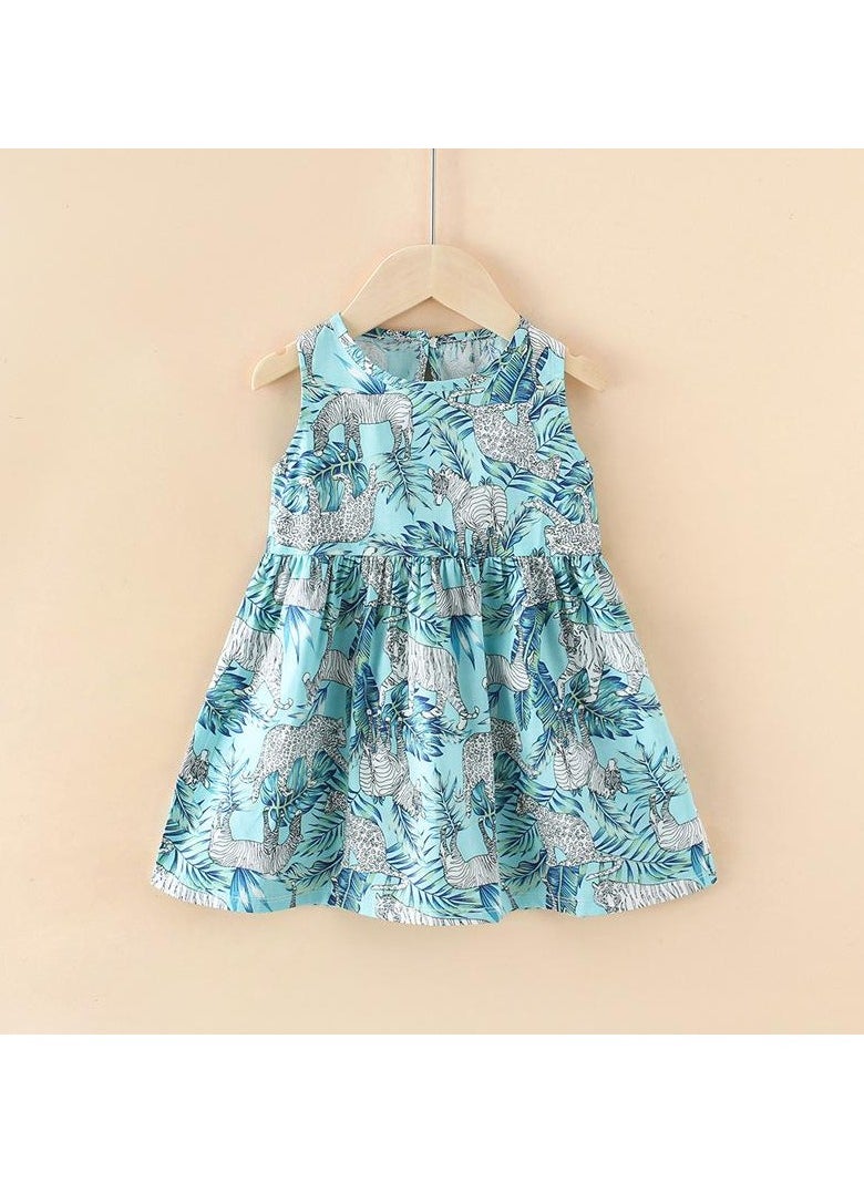 Summer Pure Cotton Girls' Printed Sleeveless Dress