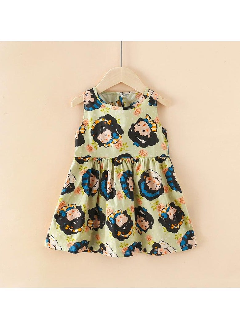 Summer Pure Cotton Girls' Printed Sleeveless Dress