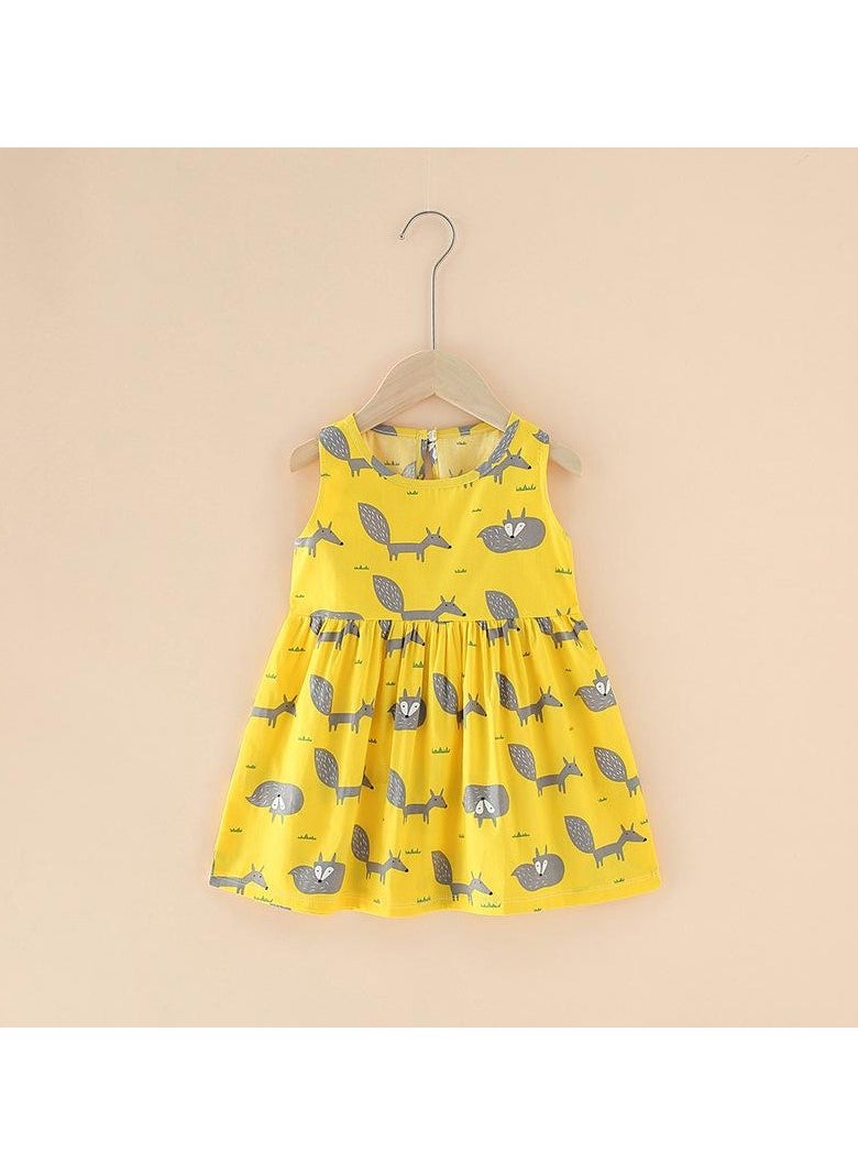 Summer Pure Cotton Girls' Printed Sleeveless Dress