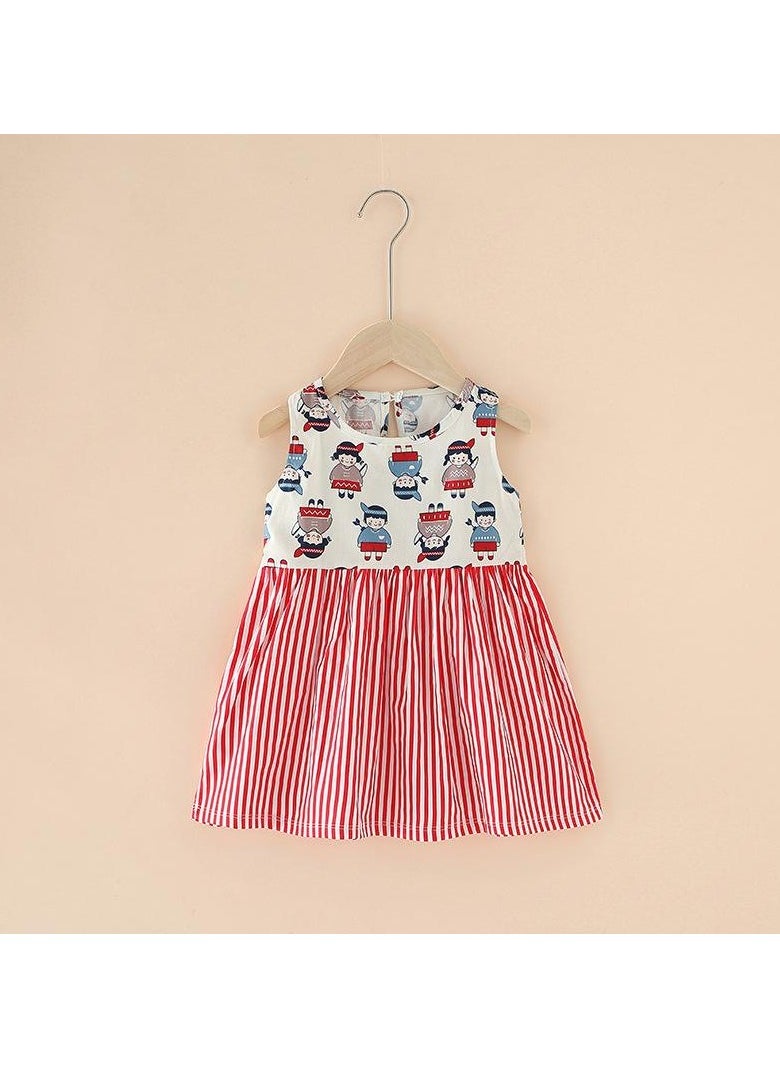 Summer Pure Cotton Girls' Printed Sleeveless Dress