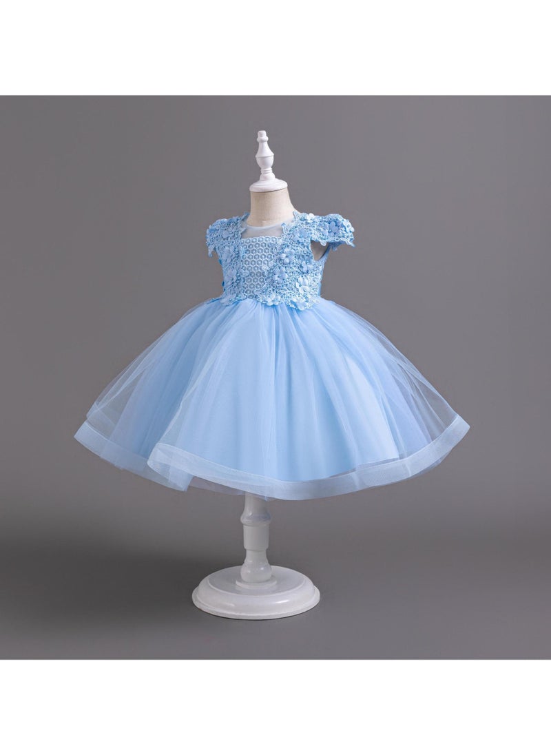 Summer Birthday Gown Pearl Flying Sleeve Children's Dress