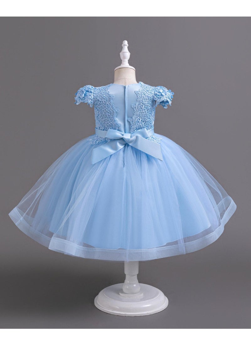 Summer Birthday Gown Pearl Flying Sleeve Children's Dress