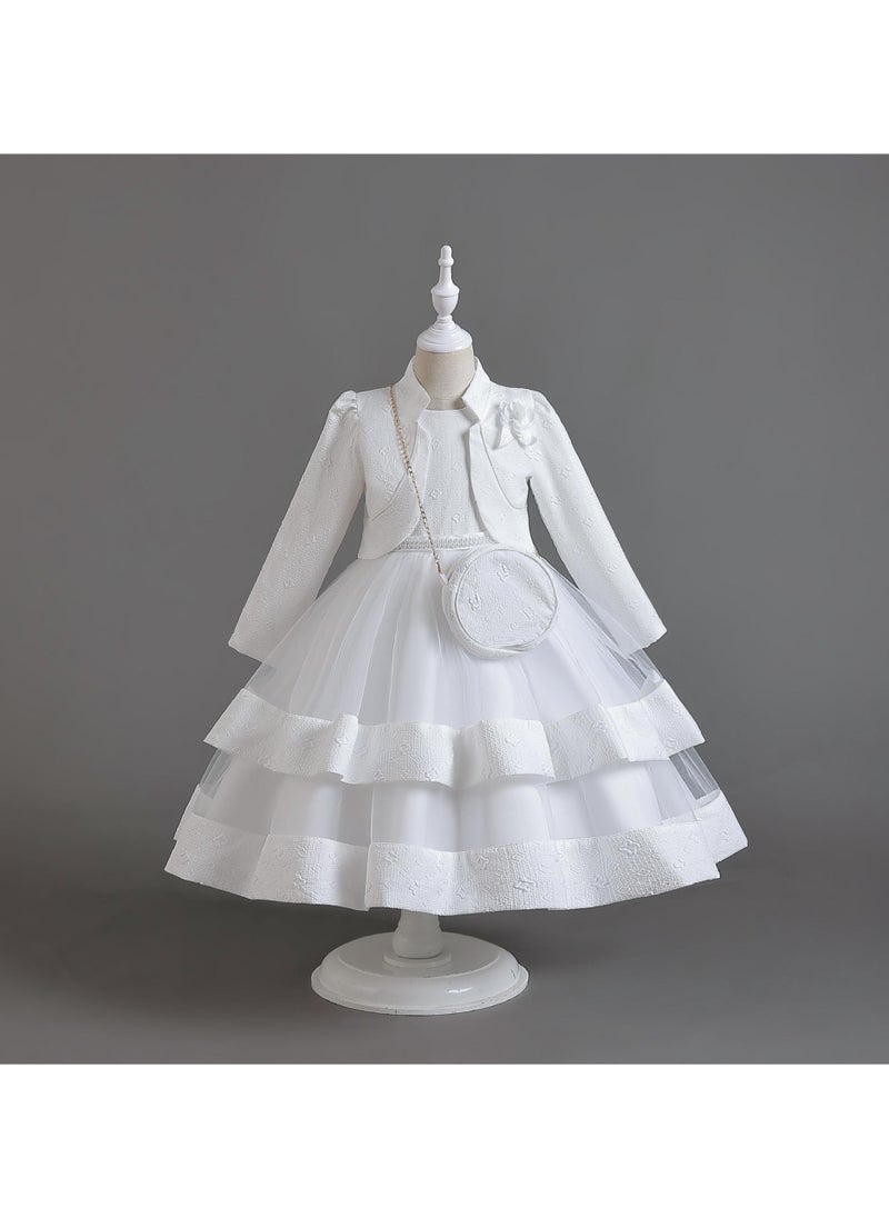 Girls Elegant Long Sleeved Polyester Autumn And Winter Dress