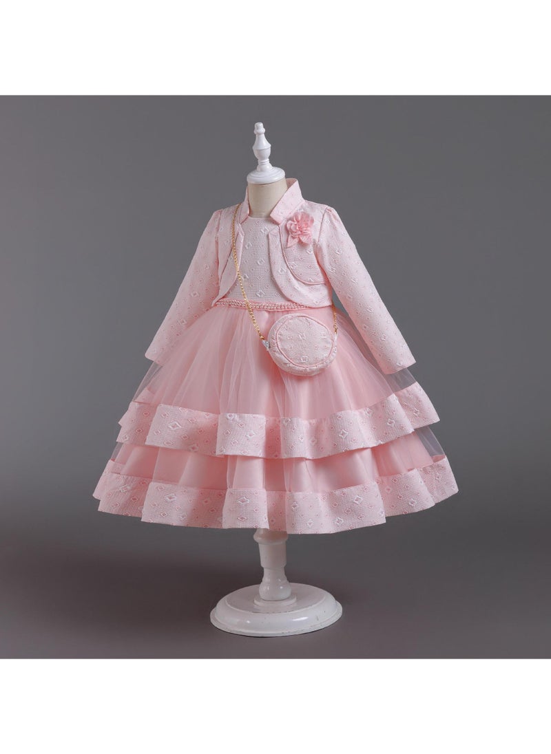 Girls Elegant Long Sleeved Polyester Autumn And Winter Dress