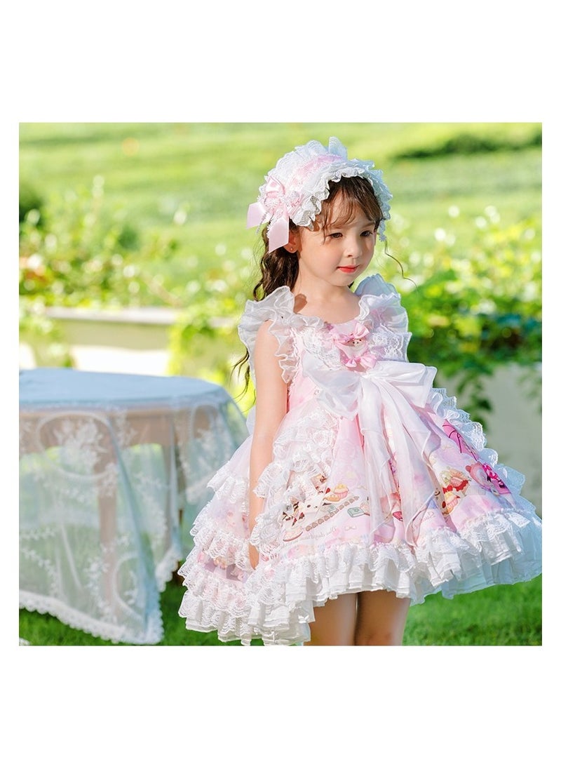 Girl's Cartoon Lolita Fluffy Sleeveless Dress Pink