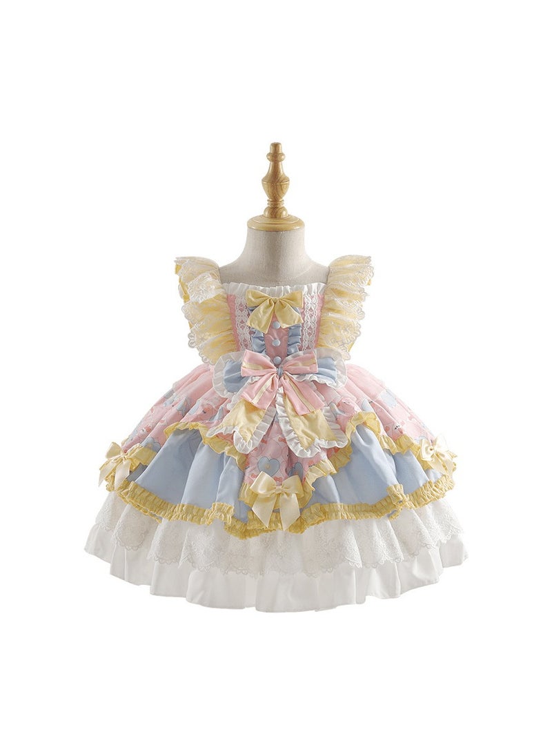 Girl's Cartoon Lolita Fluffy Sleeveless Dress Blue/White/Pink