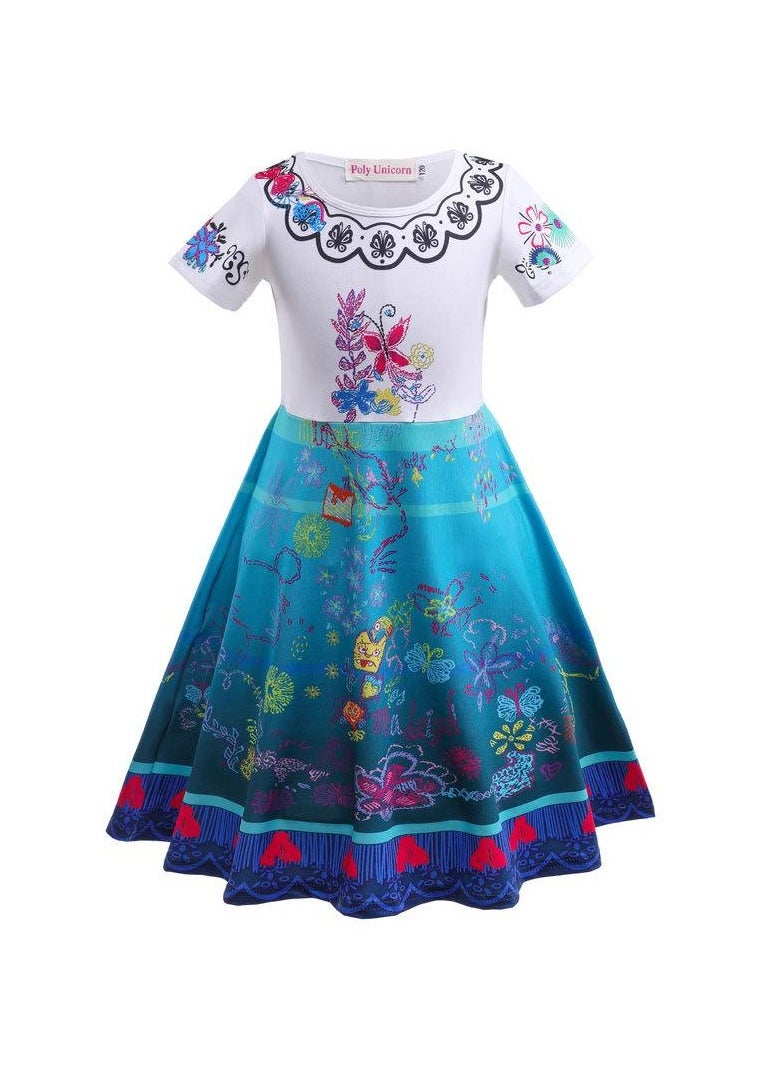 Children's Role Play Cosplay Costume Dress DJS56 dress Blue/White