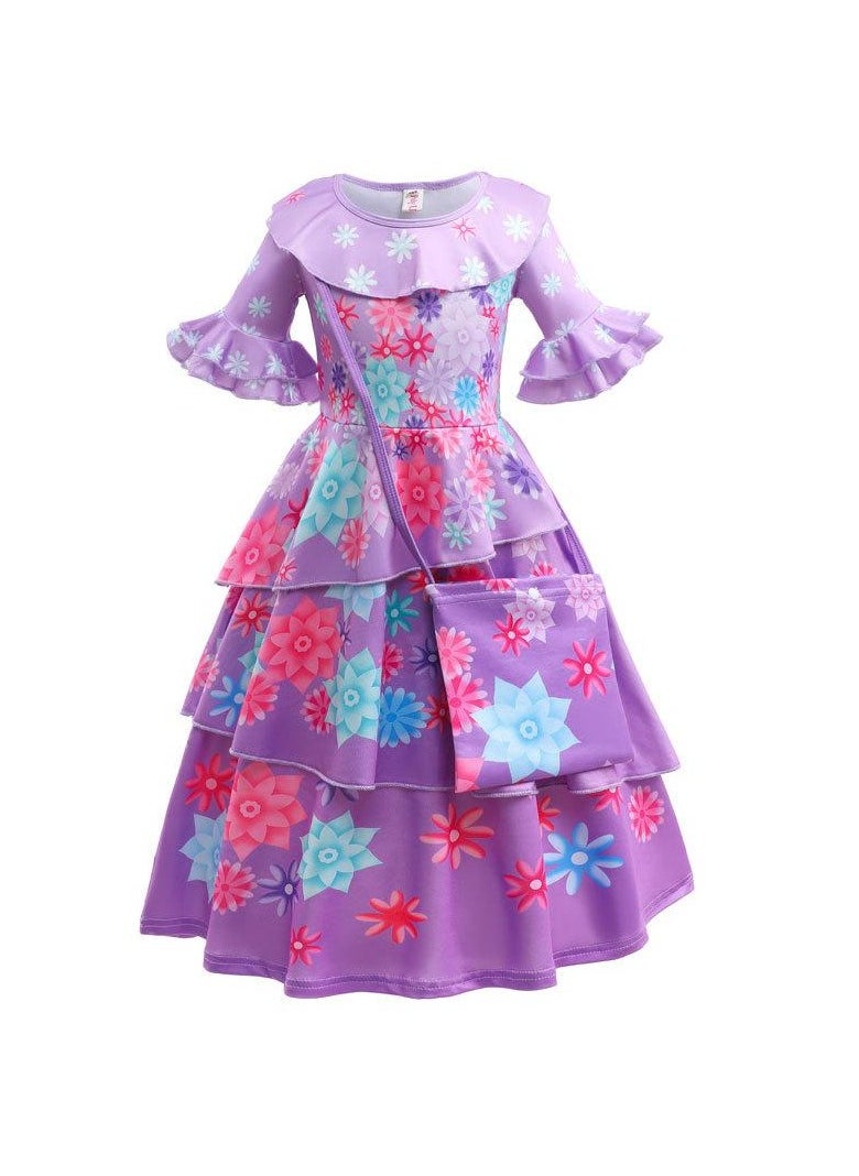 Children's Role Play Cosplay Costume Dress DJS53 dress + Bag Purple/Red