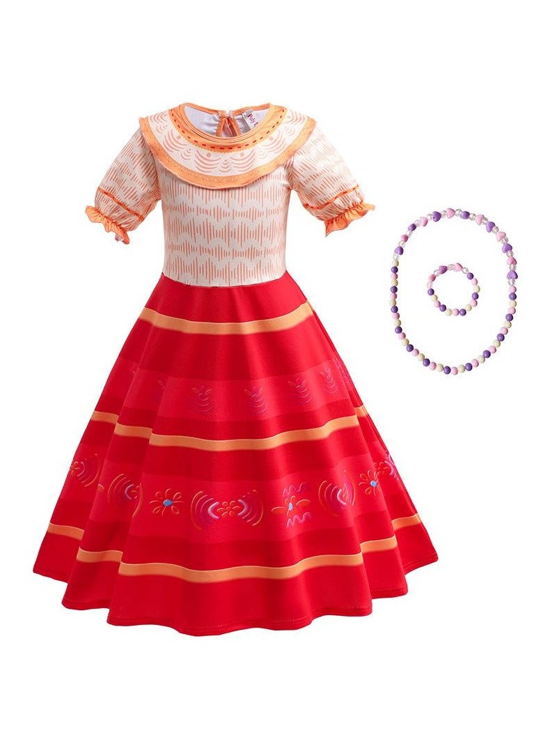 Children's Role Play Cosplay Costume Dress DJS51 skirt + Bracelet necklace Red/Yellow