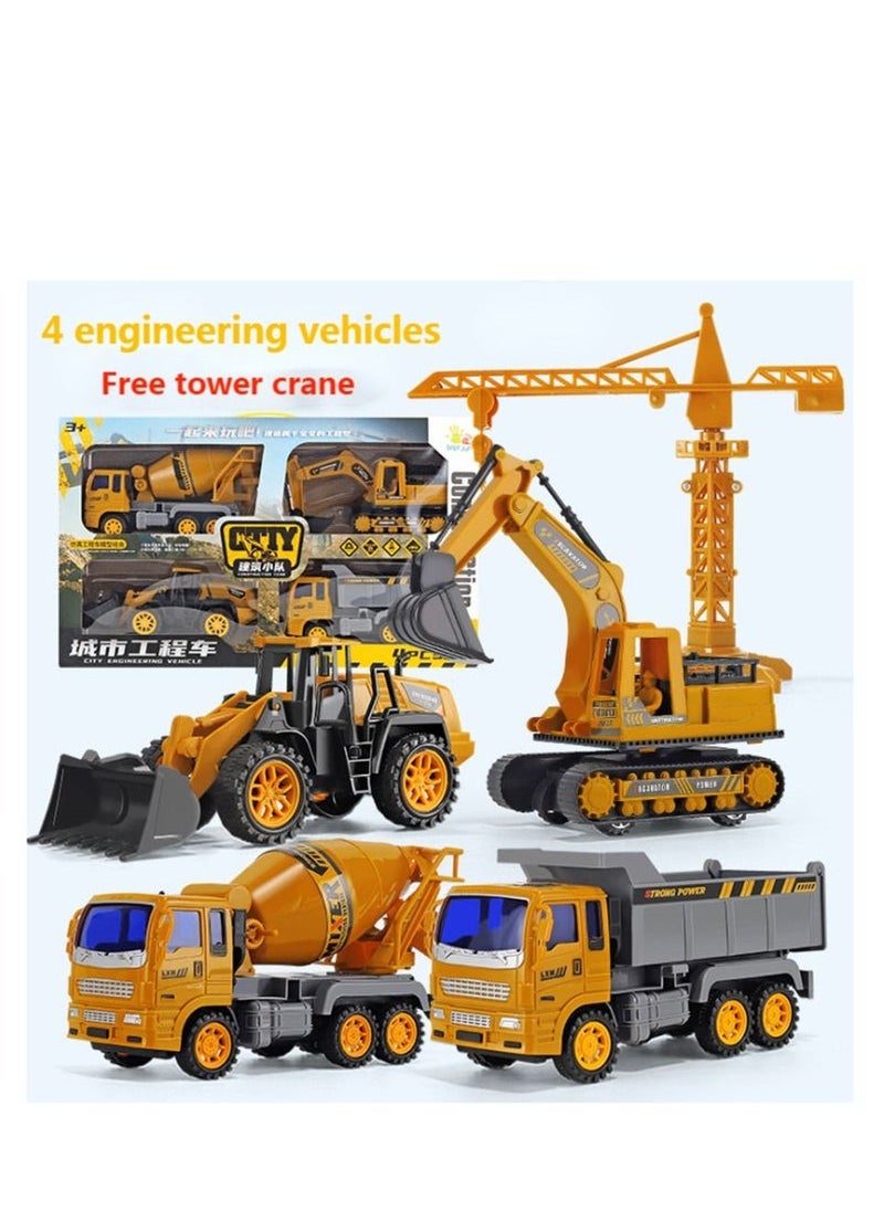 Large construction vehicle children's toy set inertia skidding toy car stirring tipping bucket crane excavator large gift box