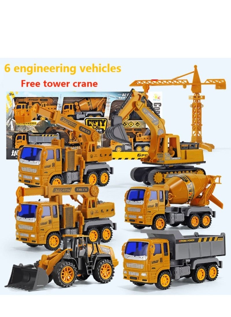 Large construction vehicle children's toy set inertia skidding toy car stirring tipping bucket crane excavator large gift box