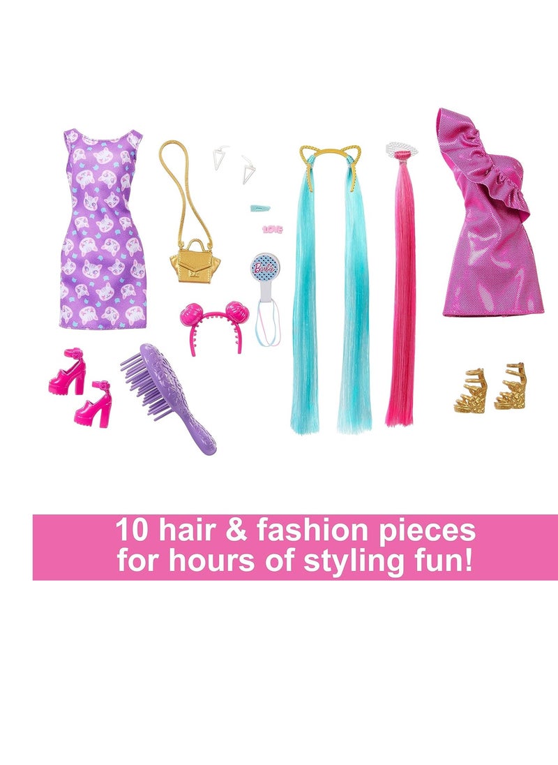 Fun & Fancy Hair Doll with Extra-Long Colorful Blonde Hair and Styling Accessories