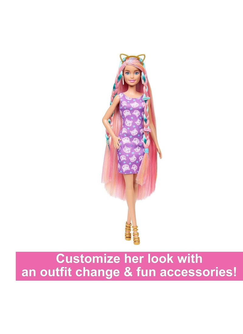 Fun & Fancy Hair Doll with Extra-Long Colorful Blonde Hair and Styling Accessories
