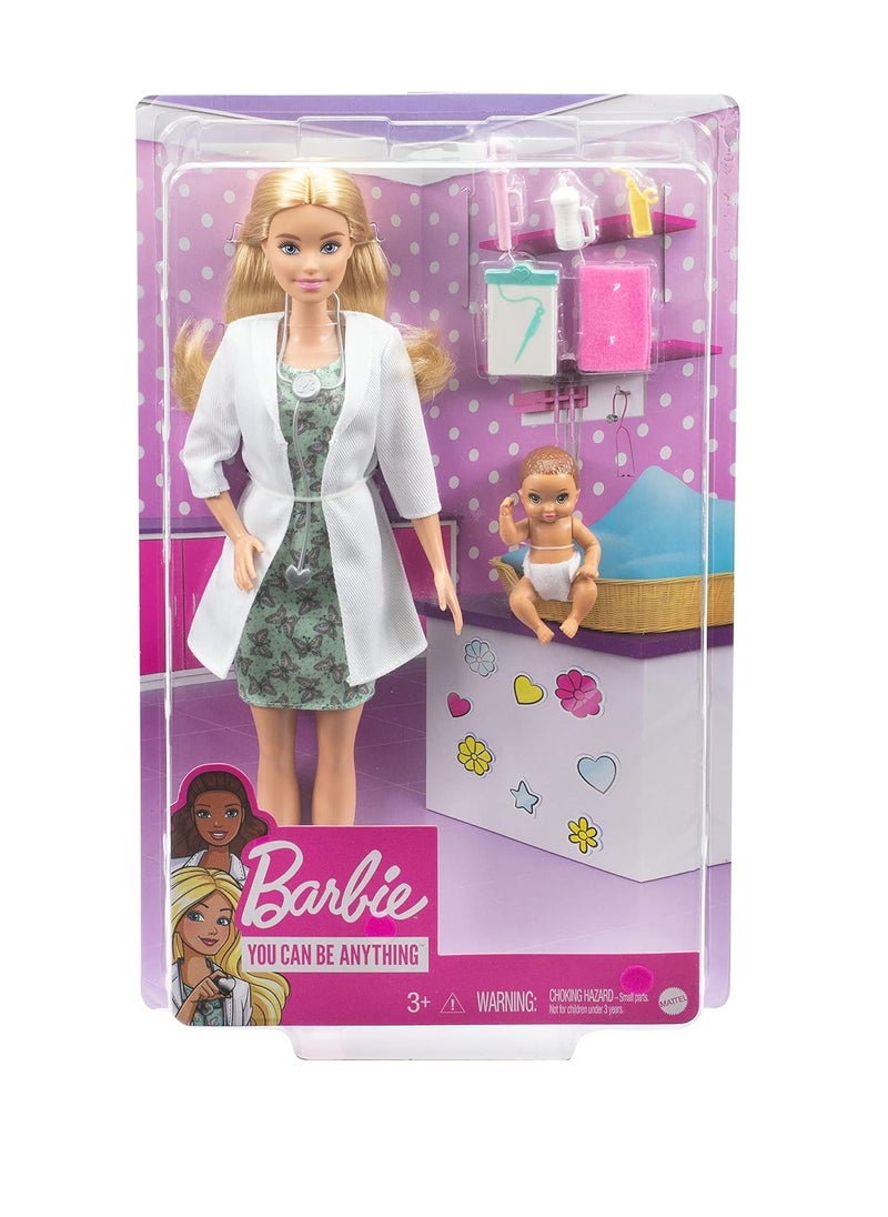 Baby Doctor Playset with Blonde Doll, Infant Doll, Doctor Toy Accessories