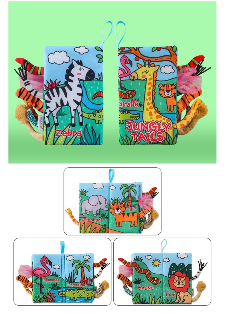 Soft Cloth Book Crinkle Baby Books Toys Tails Soft Activity Early Education Toy for Toddlers Animal Books 12*22cm