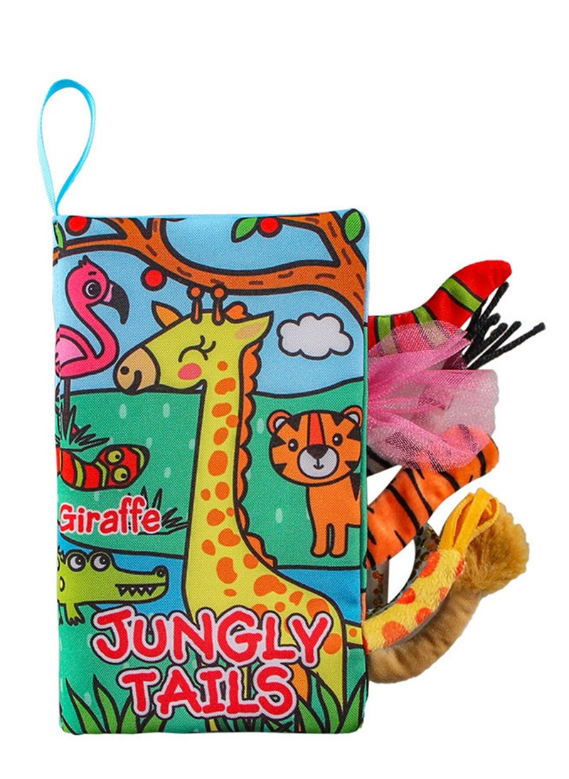 Soft Cloth Book Crinkle Baby Books Toys Tails Soft Activity Early Education Toy for Toddlers Animal Books 12*22cm