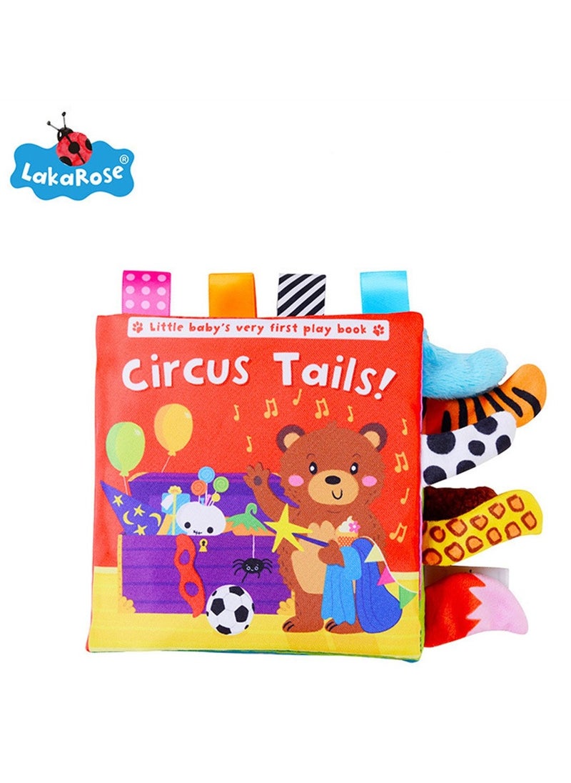 Animal Tail Cloth Book Baby Ring Paper Cloth Enlightenment Early Education Cloth Book 0-3 Year Old Infant Toys 15*15cm