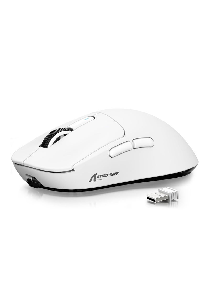 ATTACK SHARK X3 Wireless Gaming Mouse, 49g Ergonomic Computer Mouse, Triple Modes PAW3395 26K DPI Optical Sensor, 200h Battery Life, Programmable Buttons, Gaming Accessories for PC/Laptop/Mac (White)