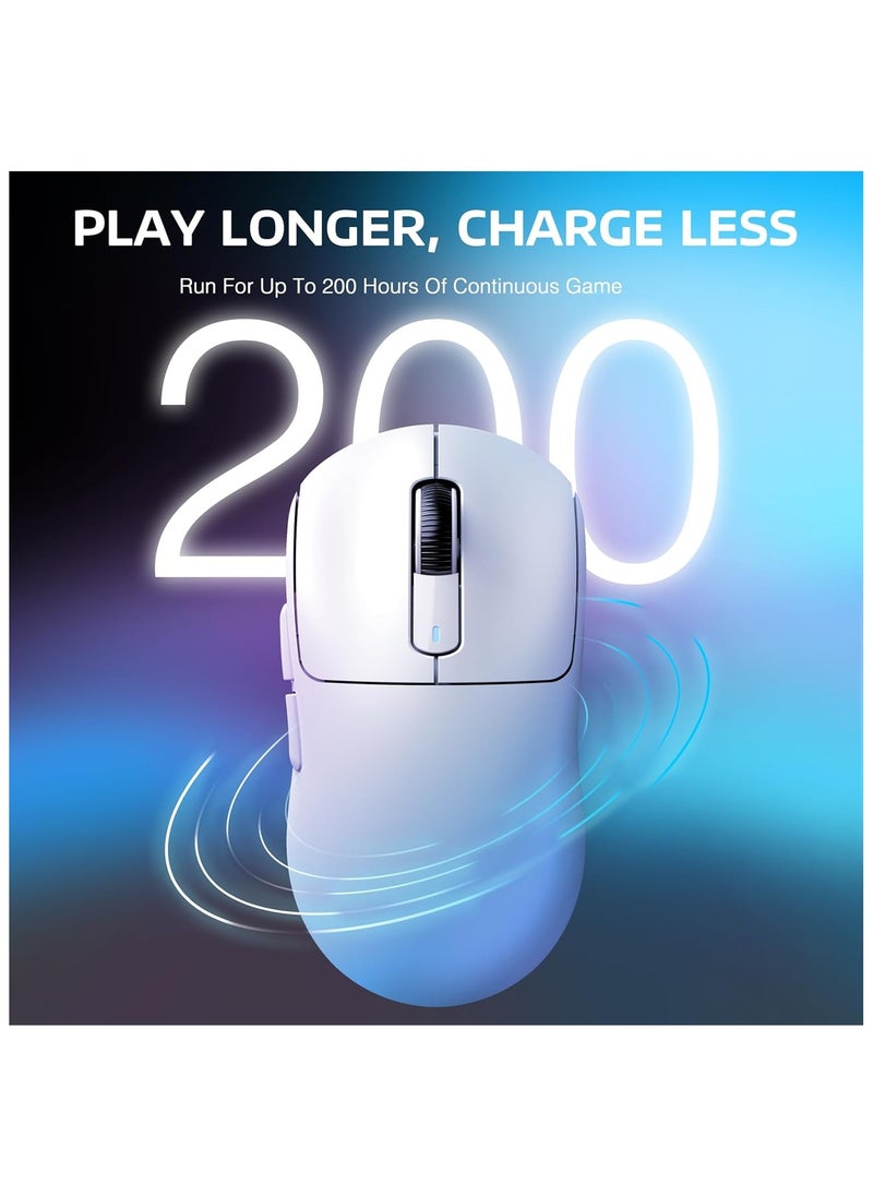 ATTACK SHARK X3 Wireless Gaming Mouse, 49g Ergonomic Computer Mouse, Triple Modes PAW3395 26K DPI Optical Sensor, 200h Battery Life, Programmable Buttons, Gaming Accessories for PC/Laptop/Mac (White)