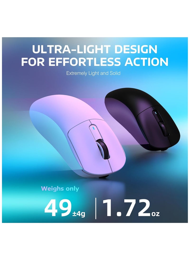 ATTACK SHARK X3 Wireless Gaming Mouse, 49g Ergonomic Computer Mouse, Triple Modes PAW3395 26K DPI Optical Sensor, 200h Battery Life, Programmable Buttons, Gaming Accessories for PC/Laptop/Mac (White)