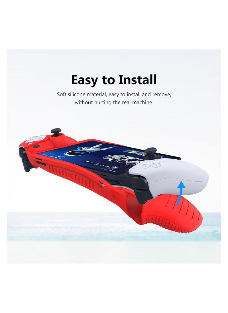 Protective Case for Playstation Portal, Silicone Case Cover Protector All-Around Protection and Non-Slip Thumb Grips Accessories for Playstation Remote Player Playstation Portal Case (Red)