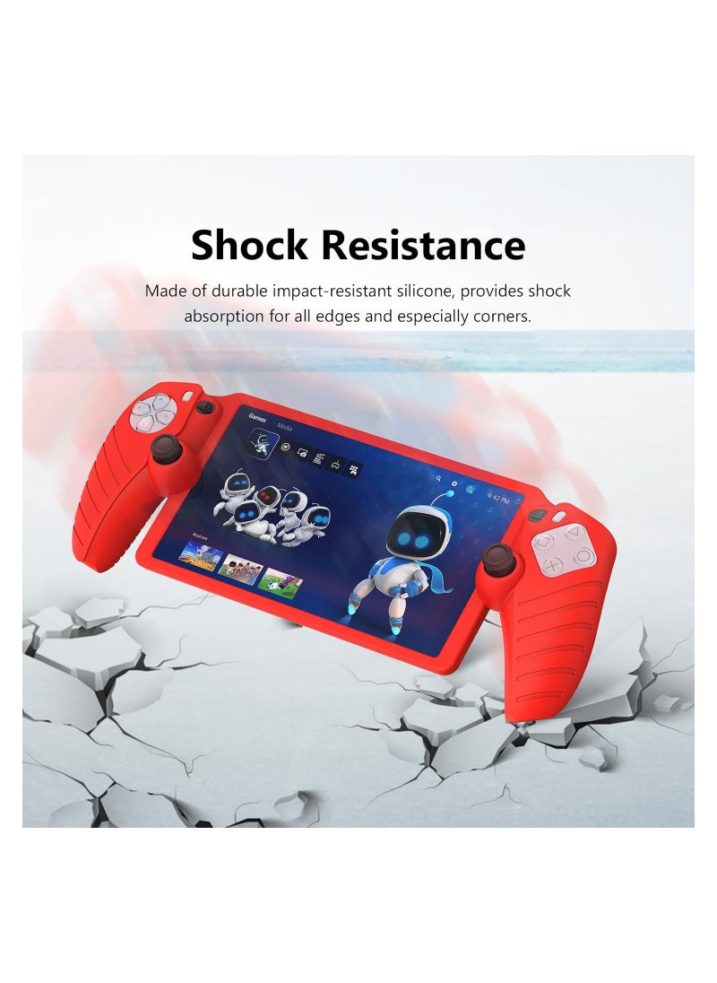 Protective Case for Playstation Portal, Silicone Case Cover Protector All-Around Protection and Non-Slip Thumb Grips Accessories for Playstation Remote Player Playstation Portal Case (Red)