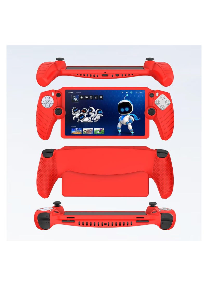 Protective Case for Playstation Portal, Silicone Case Cover Protector All-Around Protection and Non-Slip Thumb Grips Accessories for Playstation Remote Player Playstation Portal Case (Red)