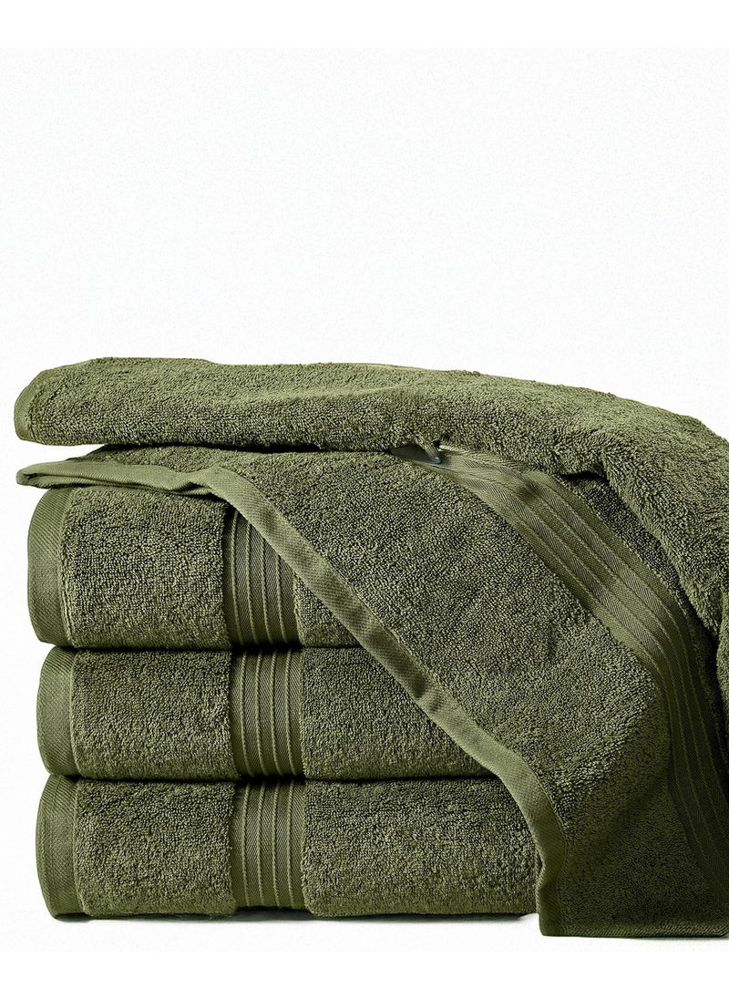 Large Bath Towel 90x180 cm – Soft & Absorbent 100% Combed Cotton, Quick-Dry Bathroom Towel - Army Green