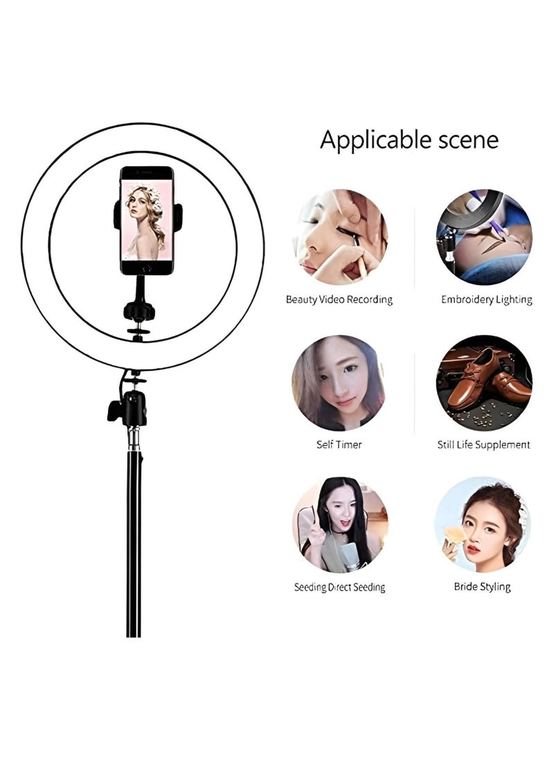 Ring Light with Tripod Stand & Phone Holder-10 inch Selfie LED Ringlight Dimmable Desktop Lamp RGB Tall Circle Light for Camera Makeup Video YouTube TikTok Live Streaming Zoom Meeting