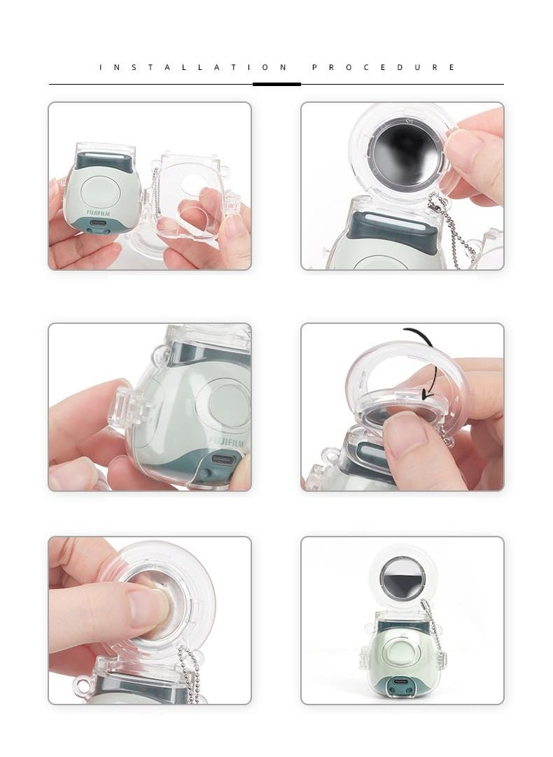 For Transparent Mini Camera Protective Case Set for Instax Pal - Scratch and Fall Resistant with Selfie Mirror - Carrying Accessories Included (Clear)