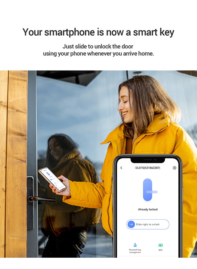 DL01S Smart Lock with Keyless Unlocking, DIY Installation, Lock Status Check, Auto-Lock, Privacy Mode Equipped with Multi-functional Keypad & A3 Home Gateway