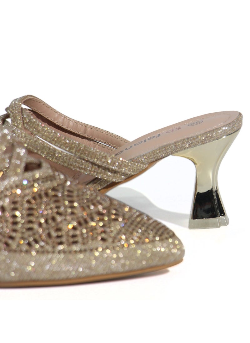 Women's High Heels mule-style shoe| Closed Toe, Dress Slip-On Heels for Girls & Ladies | Women's Fashion High Heels for Party Bride Wedding Dress Platform Shoes