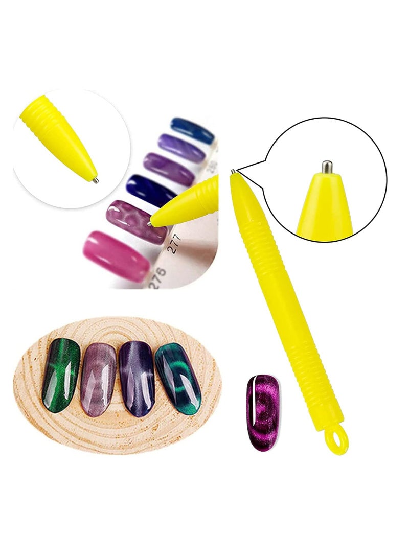 15 Pieces Nail Magnet Tool Set, Double-head Flower Design Nail Magnet Pens Magnet Stick 3D Magnetic Cat Eye Gel Polish Nail Art, for DIY 3d Magnetic, Salon, Studio or Home