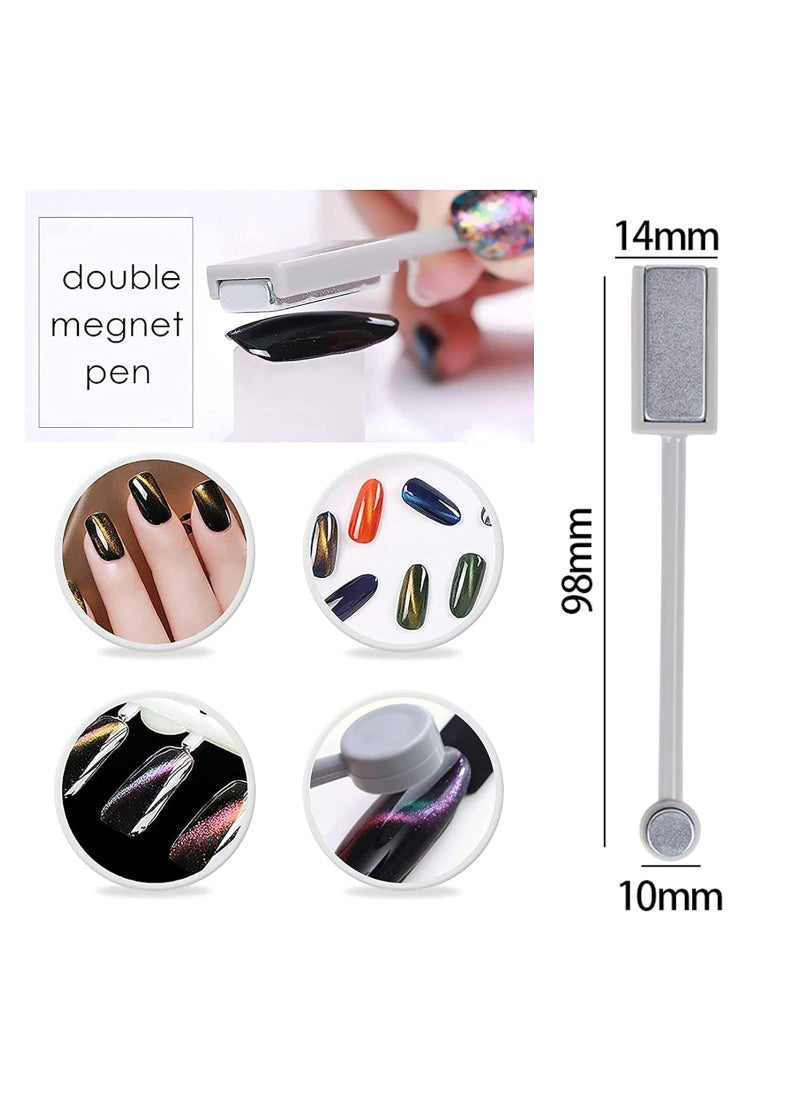 15 Pieces Nail Magnet Tool Set, Double-head Flower Design Nail Magnet Pens Magnet Stick 3D Magnetic Cat Eye Gel Polish Nail Art, for DIY 3d Magnetic, Salon, Studio or Home