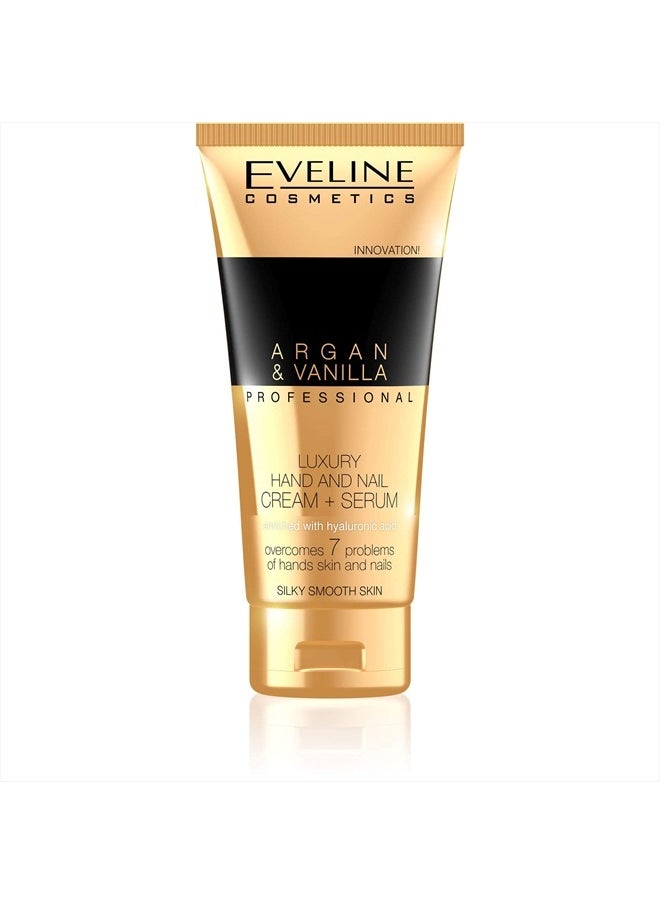 Eveline Professional Luxury Hands & Nails Cream-Serum Argan & Vanilla, 3.38 Fluid Ounce