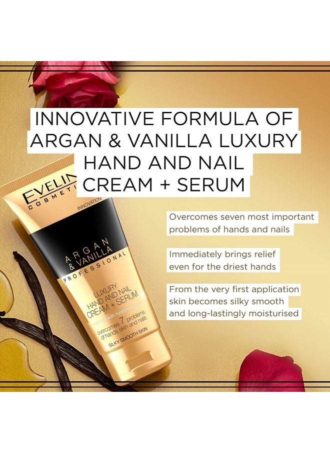 Eveline Professional Luxury Hands & Nails Cream-Serum Argan & Vanilla, 3.38 Fluid Ounce