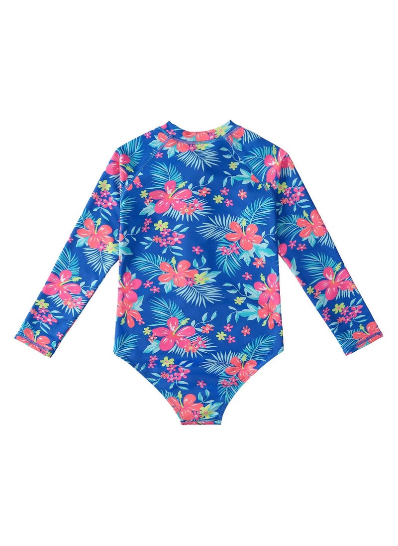 Long Sleeve One Piece Beach Swimsuit Blue/Red