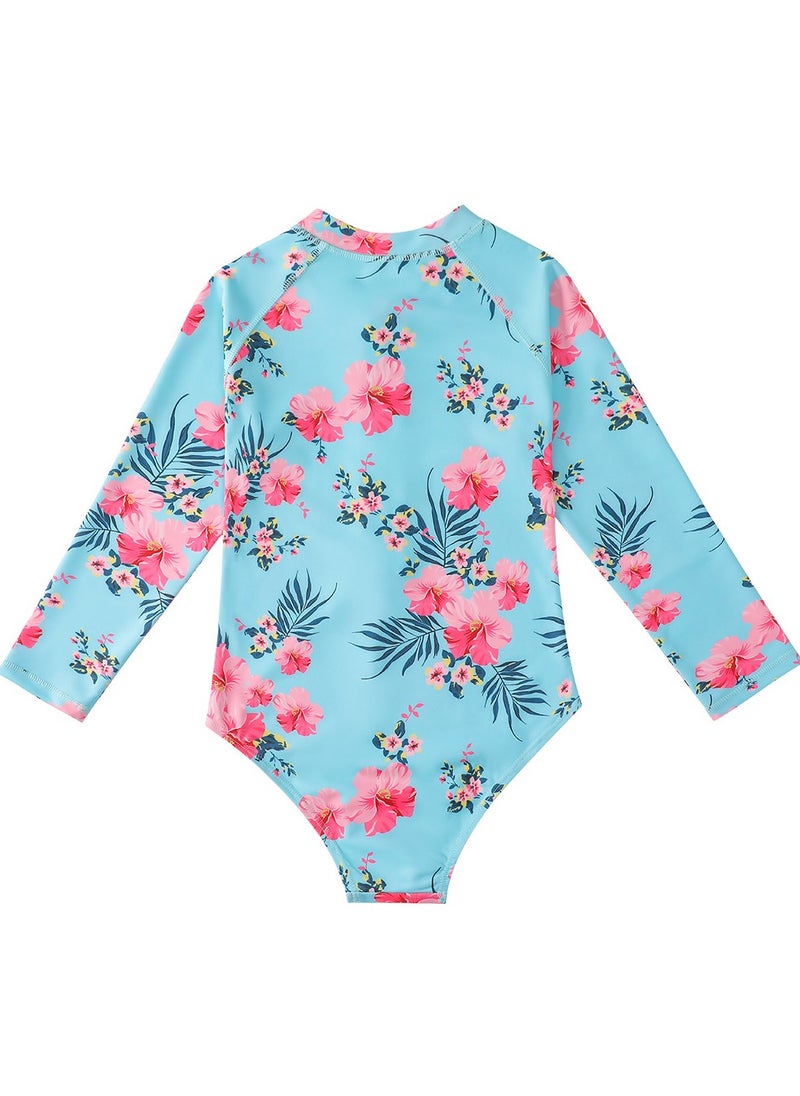 Long Sleeve One Piece Beach Swimsuit Blue/Red