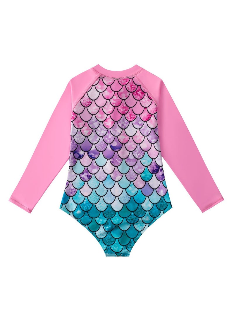 Children's Mermaid  Long Sleeve Swimsuit Pink/Blue