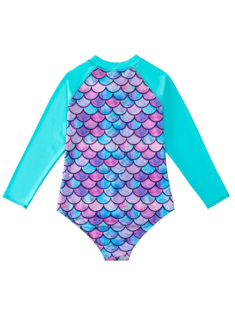 Children's Mermaid  Long Sleeve Swimsuit Green/Blue